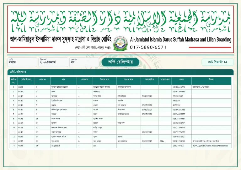 ভর্তি রেজিস্টার