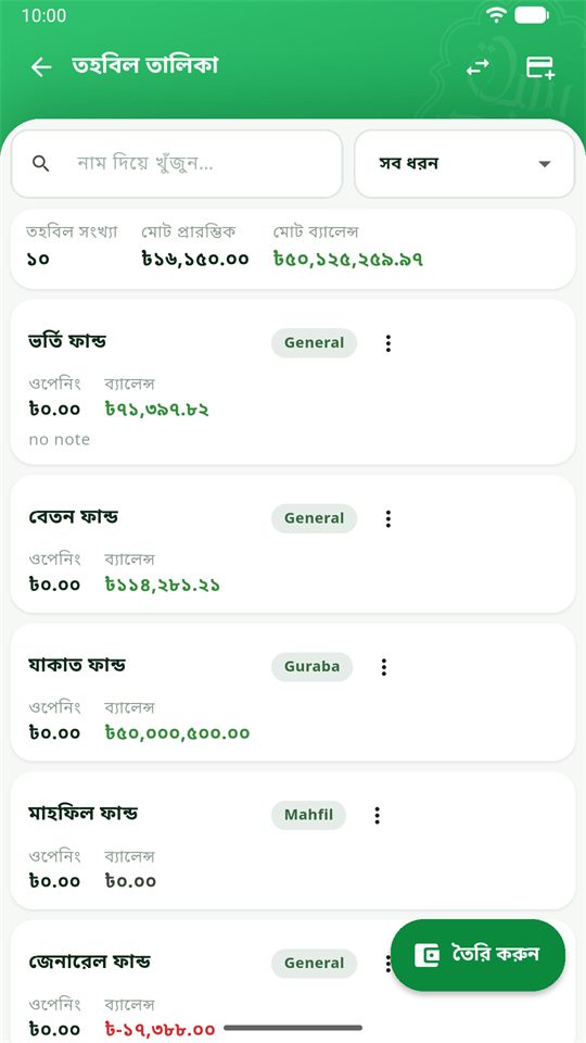 ছবক অ্যাপে হিসাব ও ফান্ড ব্যবস্থাপনা